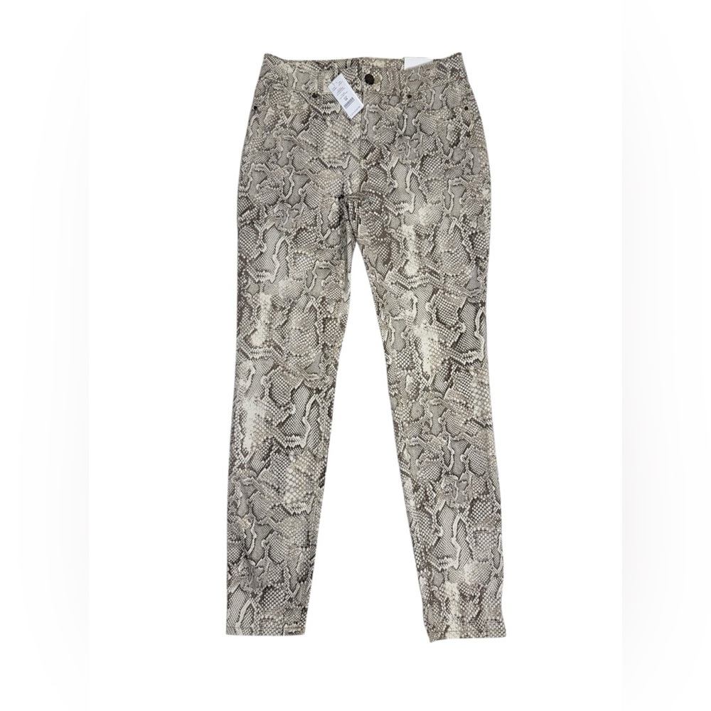 WHBM Snakeskin Print High Rise Skinny Jeans Sz 0 Sculpt Fit Stretch Regular NWT